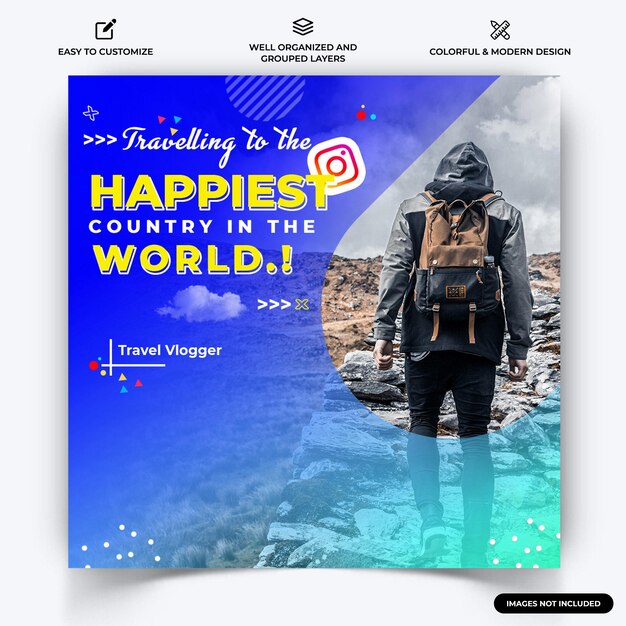 Travel and explorer instagram social media post webbannersjabloon vector premium