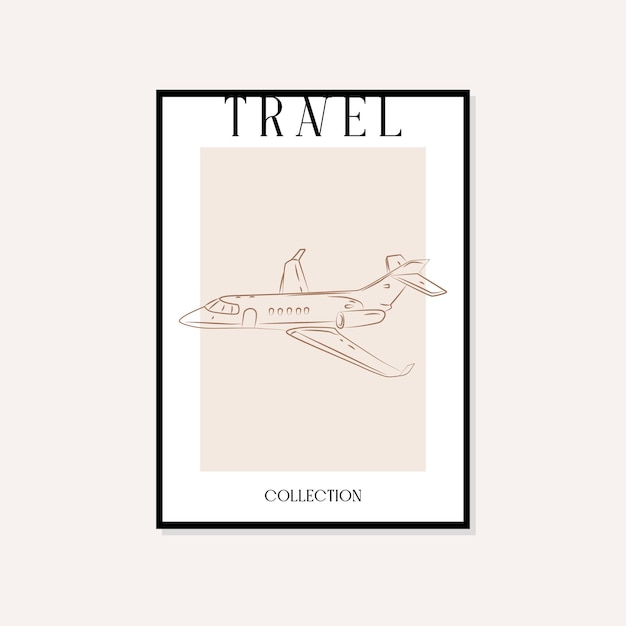 旅行とランドマークの最小限のイラストベクトル壁アートポスターデザイン
