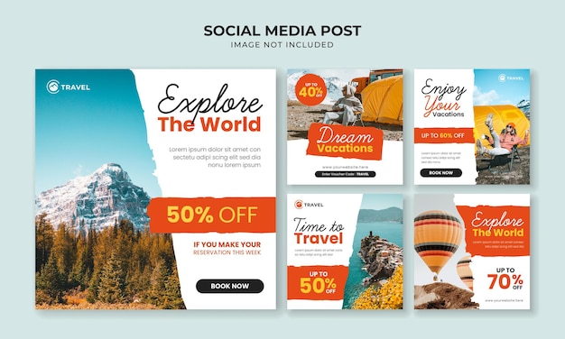 旅行と観光のソーシャルメディアのinstagramの投稿テンプレート