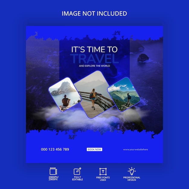 Путешествия и туризм тур instagram пост баннер или шаблон поста в социальных сетях