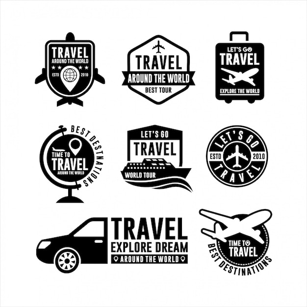 Vector travel around the world design logo set