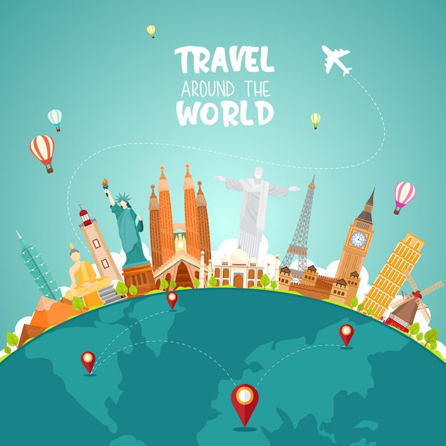 Vector travel around the world illistration