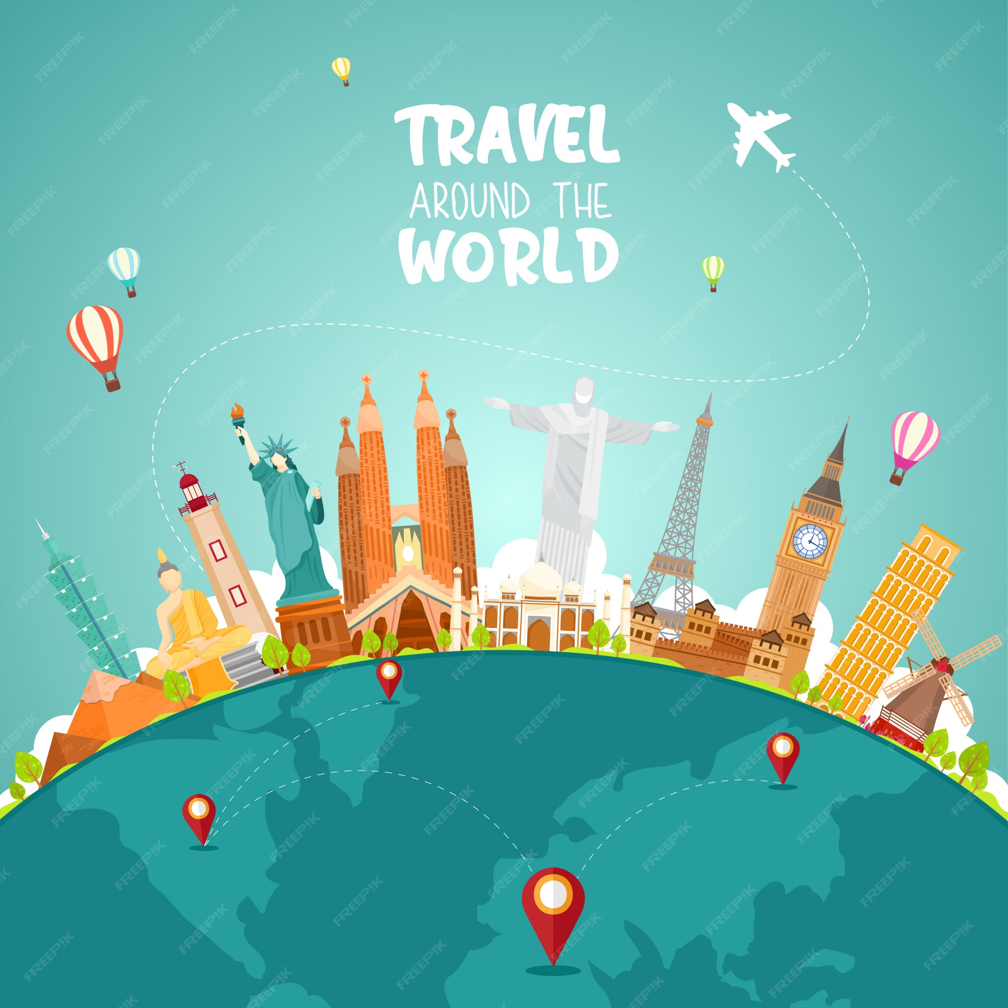 Premium Vector | Travel around the world illistration