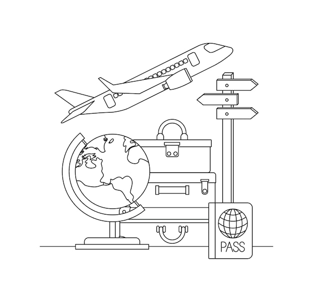 travel around the world set icons