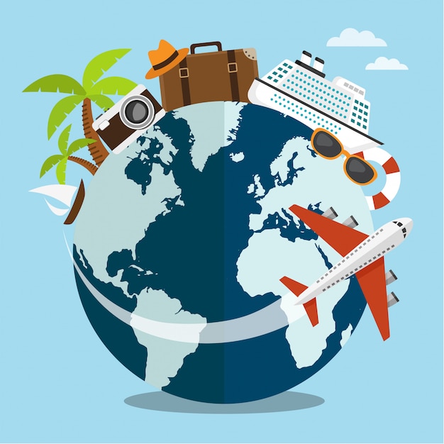 Vector travel around the world