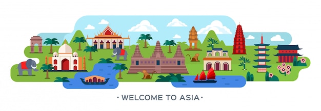 Vector travel to asia. asian cityscape