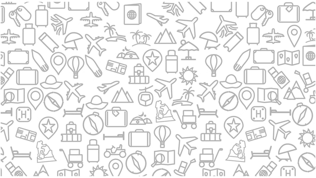 Travel background vector Travel line icons on background