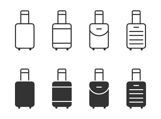 Travel bag icon set Vector illustration