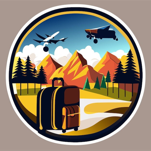 Vector travel bag sticker collection