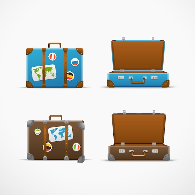 Vector travel bag vector set. vacation design template