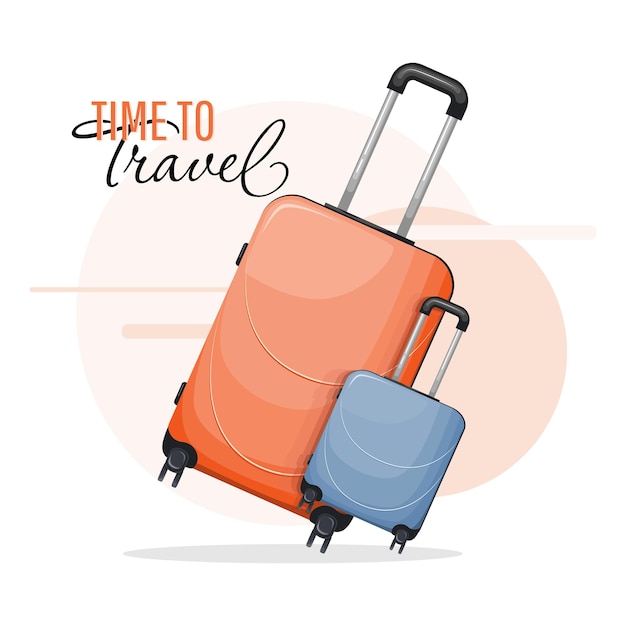 Travel baggage illustration with sign in flat design