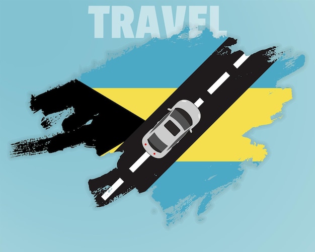 Travel to bahamas by car going holiday idea vacation and travel banner concept