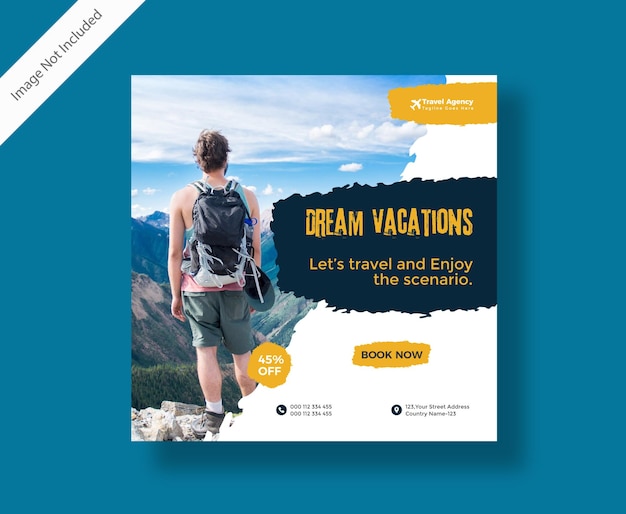 Vector travel banner social media post design or instagram post design template premium vector