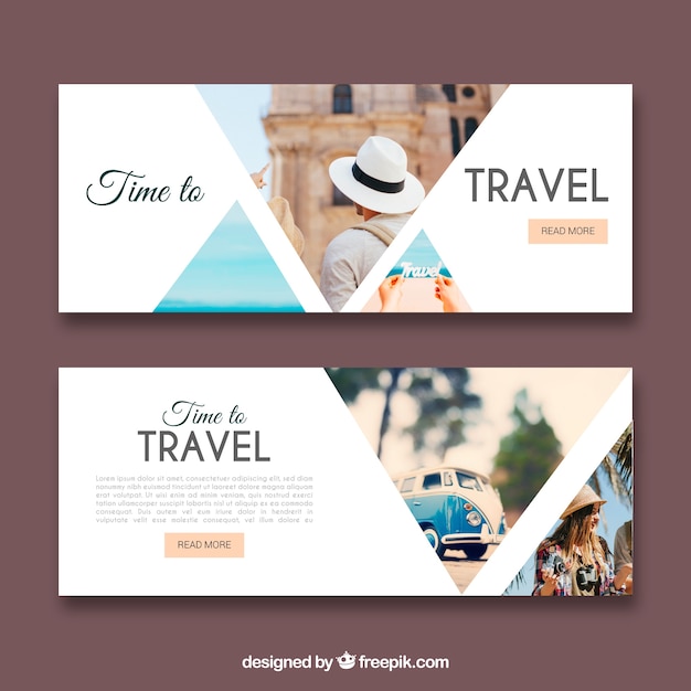 Travel banners with photography