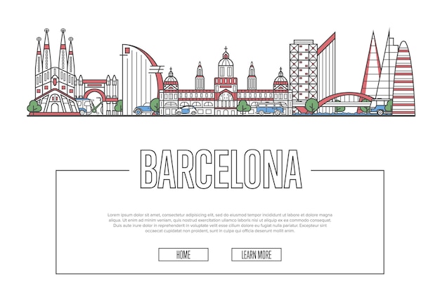 Travel Barcelona webpage in linear style