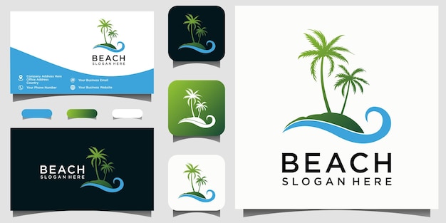 Design del logo della spiaggia di viaggio