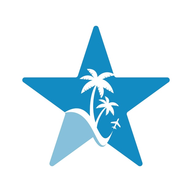 Vector travel beach star shape concept logo design icon vector