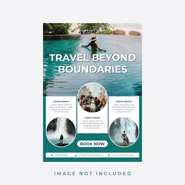 Vector travel beyond boundaries flyer template