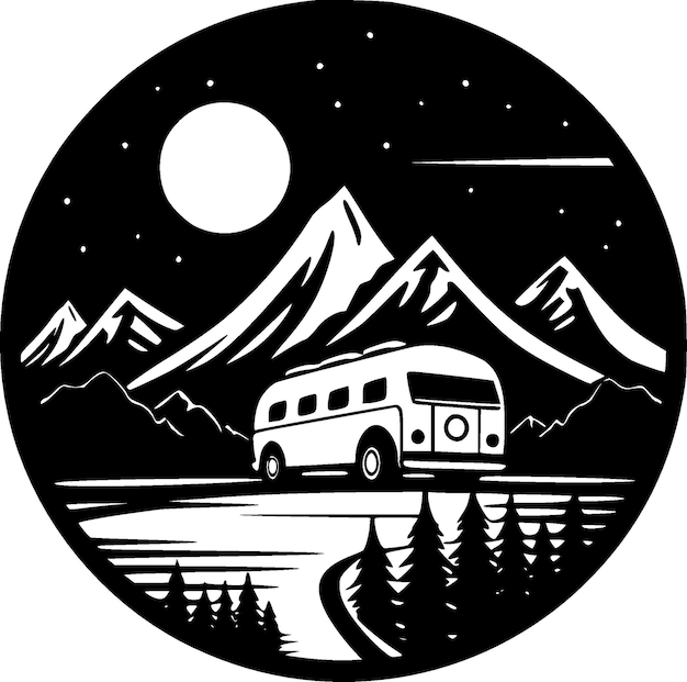 Travel Black and White Vector illustration