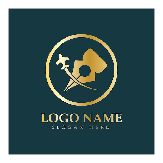 Travel blog logo of airplane pen and book illustration design vector icon template