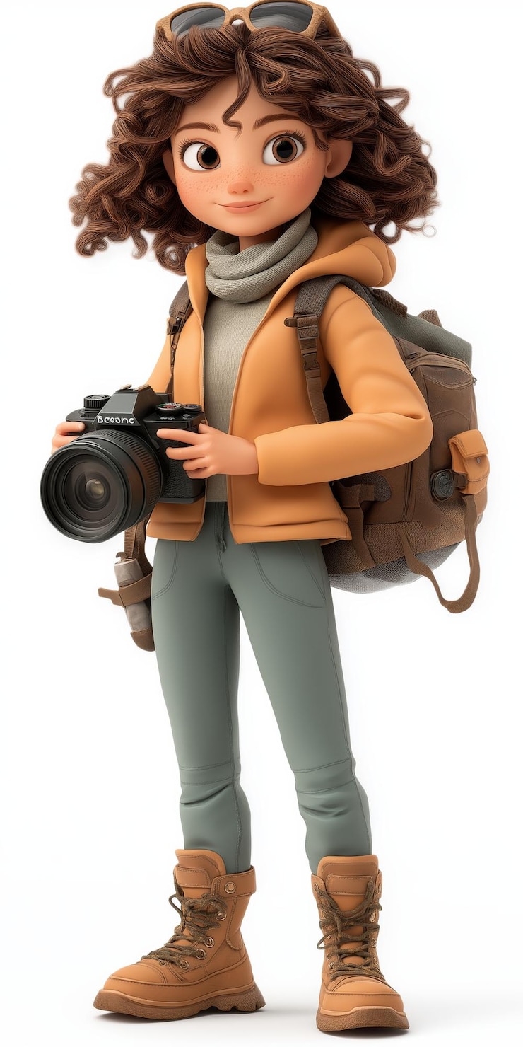 Vector 旅行博客女性卡通角色矢量