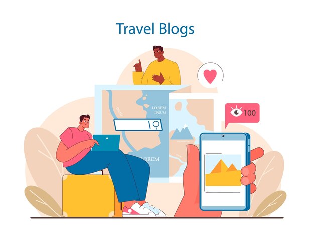 Travel blogging concept sharing journey experiences online engaging tales of exploration and