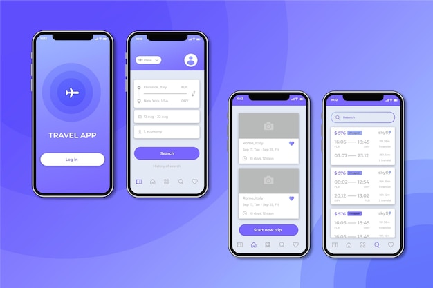 Vettore app di prenotazione viaggi