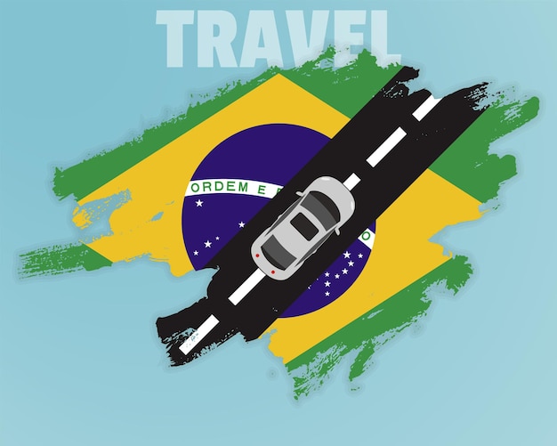 Travel to Brazil by car going holiday idea vacation and travel banner concept