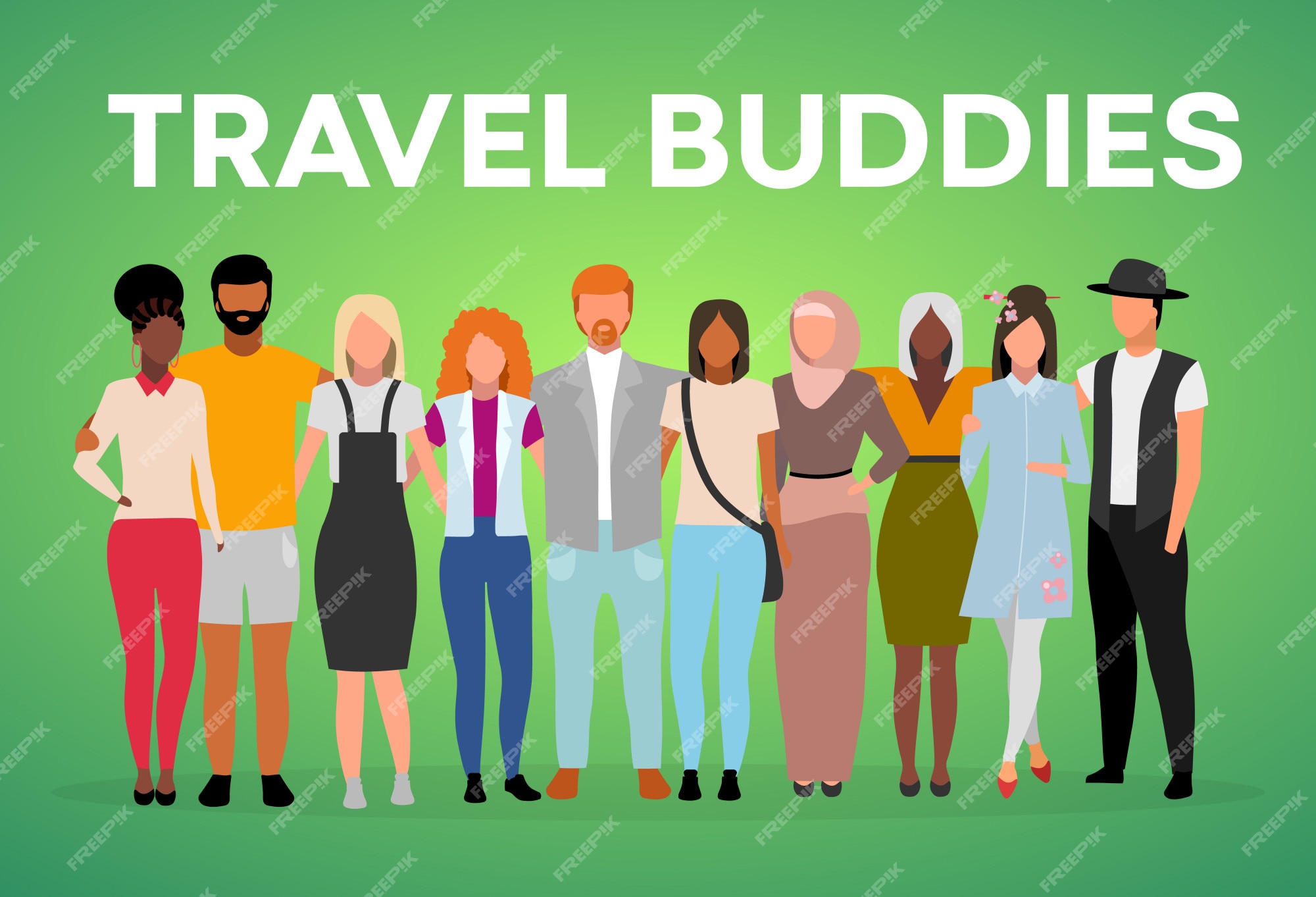 Premium Vector | Travel buddies poster template. International