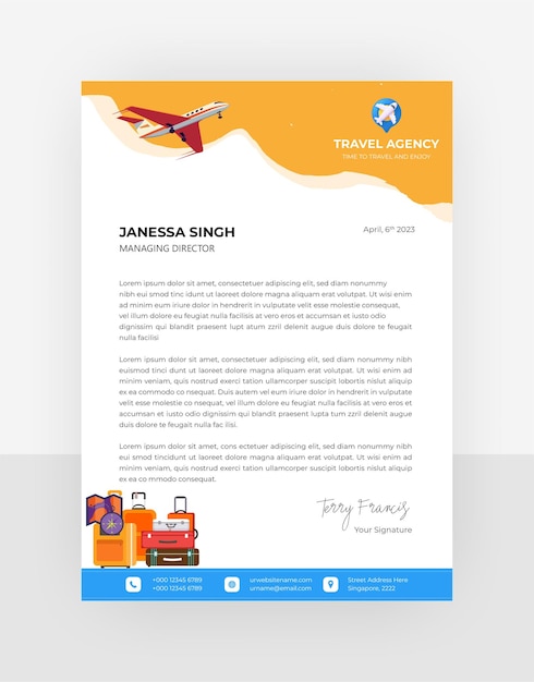 Travel business letterhead template
