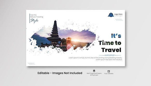 Travel business promotion web banner template design for social media.