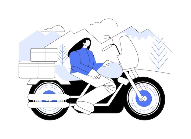 Путешествие на мотоцикле абстрактная концептуальная векторная иллюстрация