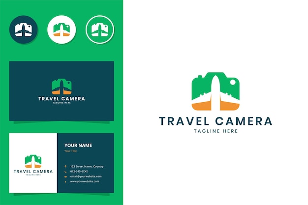 Travel camera negative space logo design