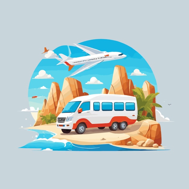 Vector travel cartoon vector on white background