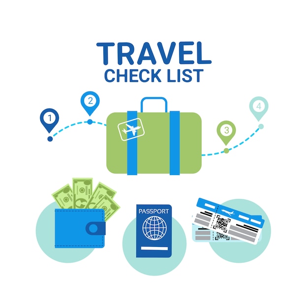 Travel check list-elementen. vacature planning concept
