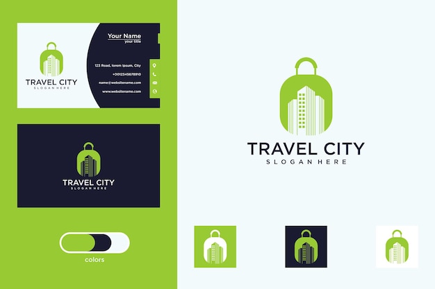 дизайн логотипа города путешествия и визитная карточка