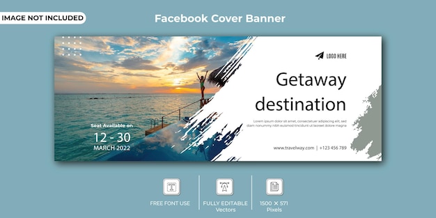 Travel company facebook cover vector