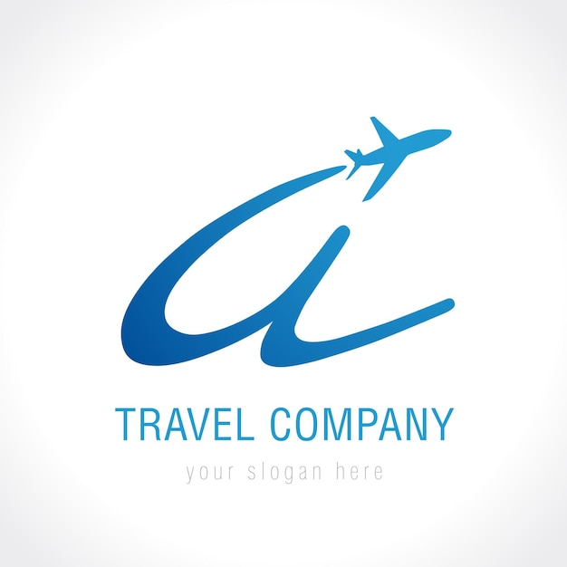 Concetto di logo della compagnia di viaggi. lettera creativa a. compagnie aeree, trasporto aereo o attività di logistica.