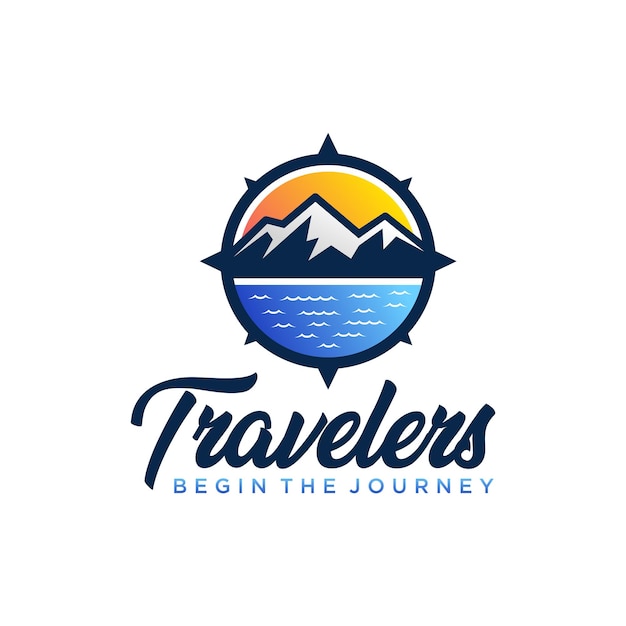 Вектор Дизайн логотипа туристического компаса