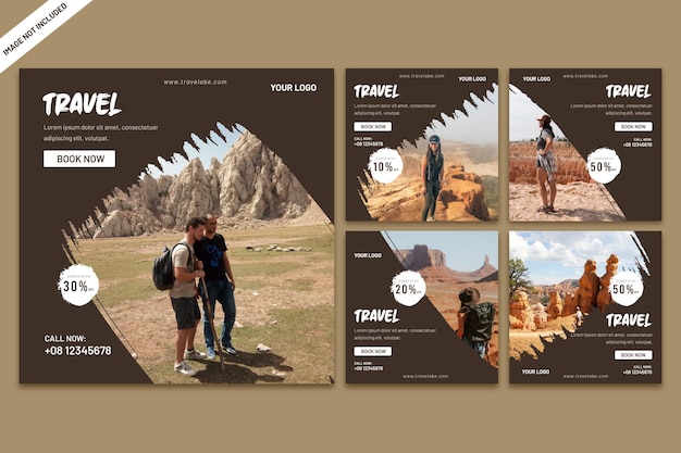 Travel concept instragram social media post template collection