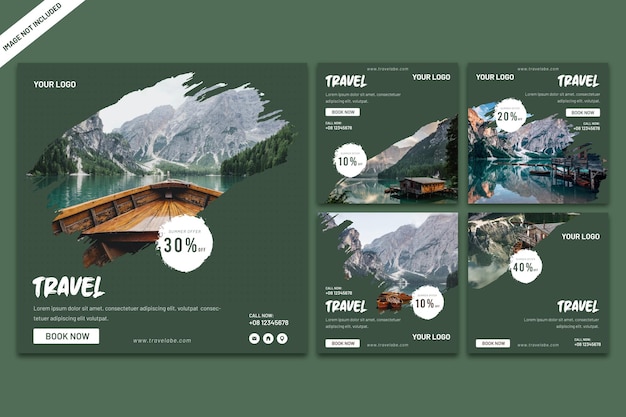 Travel concept instragram social media post template collection