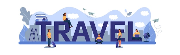 travel concept panoramic web template for advertising - vector illustration