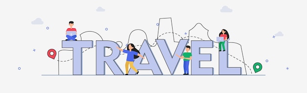 travel concept panoramic web template for advertising - vector illustration