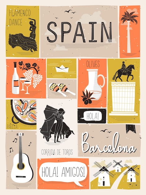 Travel concept of spain in   style