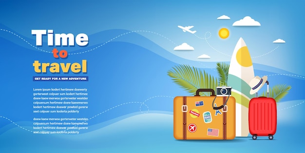 Travel concept vector illustration in flat style design travelling banner template vacation background