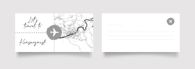 アジア ロシア クラスノヤルスク ポストカード ベクトル イラストへの旅行クーポン