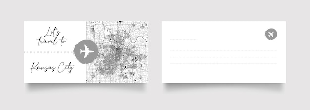 Vector travel coupon to north america united states kansas city postcard vector illustration