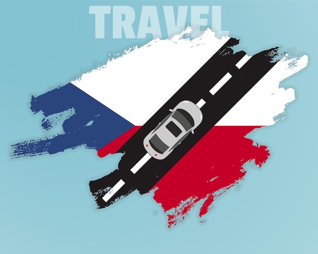 Travel to Czech Republic by car going holiday idea vacation and travel banner concept