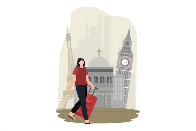목적지 플래트 디자인 일러스트레이션