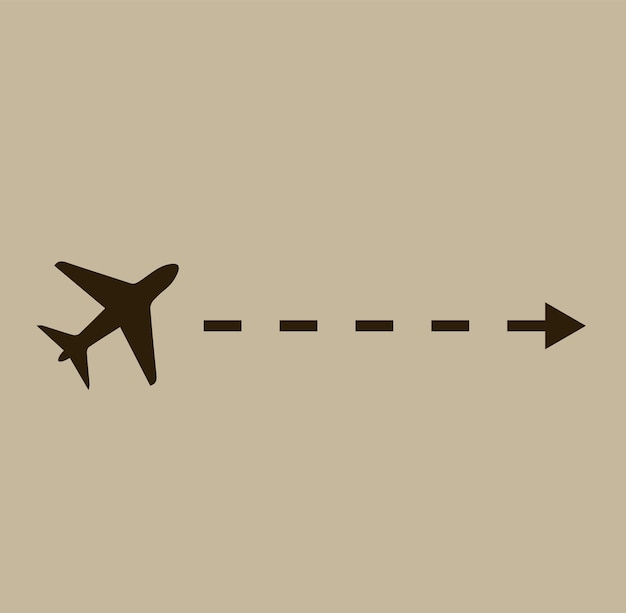 Travel destination icon, plane and arrow